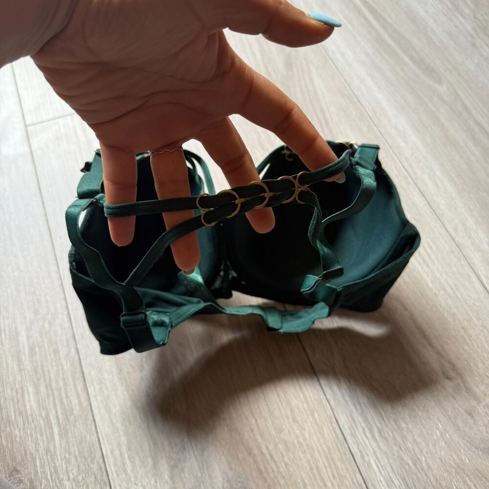 Marlies Dekkers Balcony Bra sps Padded Push up in GREEN 32F NWT the Muse - Picture 6 of 13